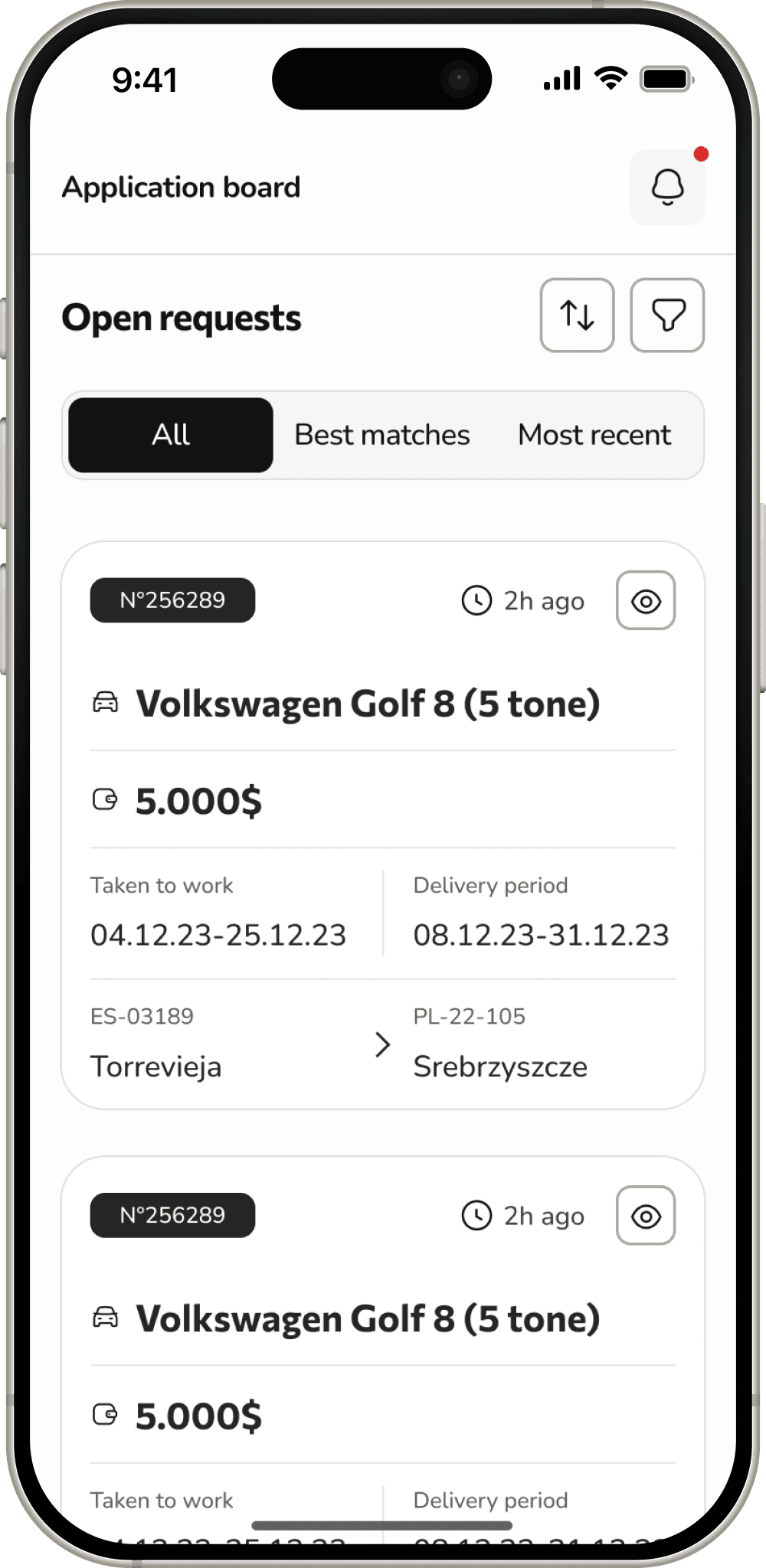 Open requests on mobile